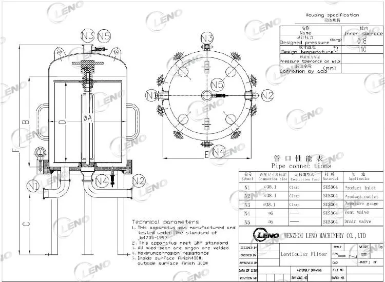 Sanitary Grade SS304 Lenticular Filter Housing, Depth Filter for Wine&Beer Filtration